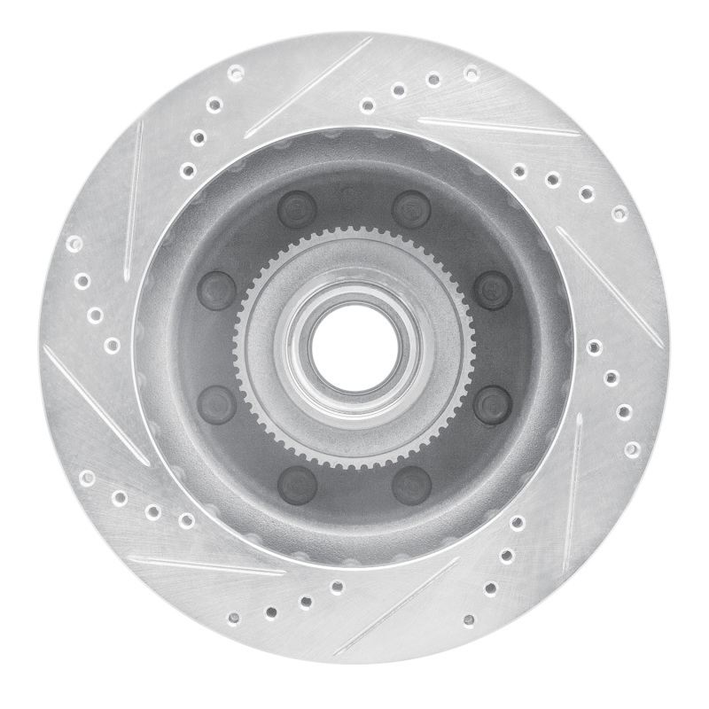 Ford F-250 Super Duty Brake Rotor (1) - Front Right - R1 Concepts - Drilled & Slotted - Silver - `99-`02